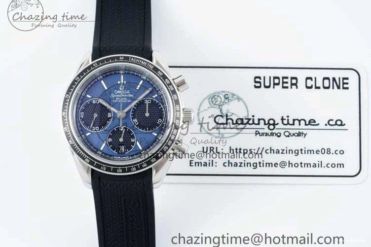 0601 SportInspired Speedmaster Racing Master SS HKF Best Edition Blue Black Dial on Black Rubber Strap A 7817